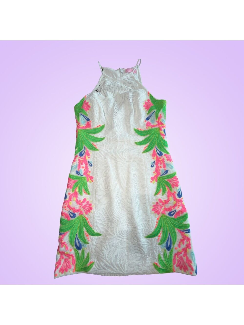 Lilly Pulitzer Pearl Shift Resort White Tropical Fruit Lace Dress Size 0